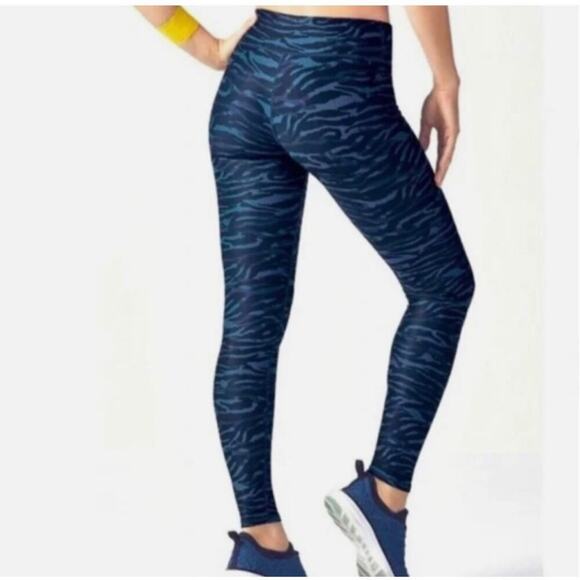 Fabletics Black & Blue Zebra‎ Print Salar Leggings Size XXS - Picture 1 of 12